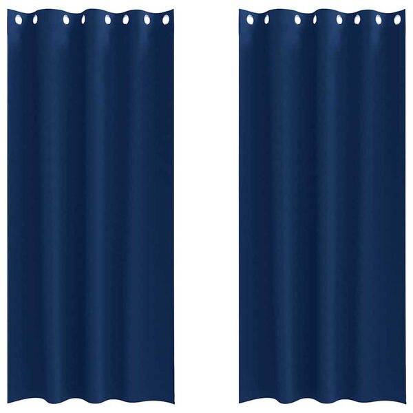 vidaXL Verdunkelungs-Vorh&auml;nge mit Ringen 2 pcs Dunkelblau 260 x 140 cm