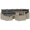 vidaXL Garten-Sofa-Set mit Kissen 7 pcs Hellgrau Poly Rattan