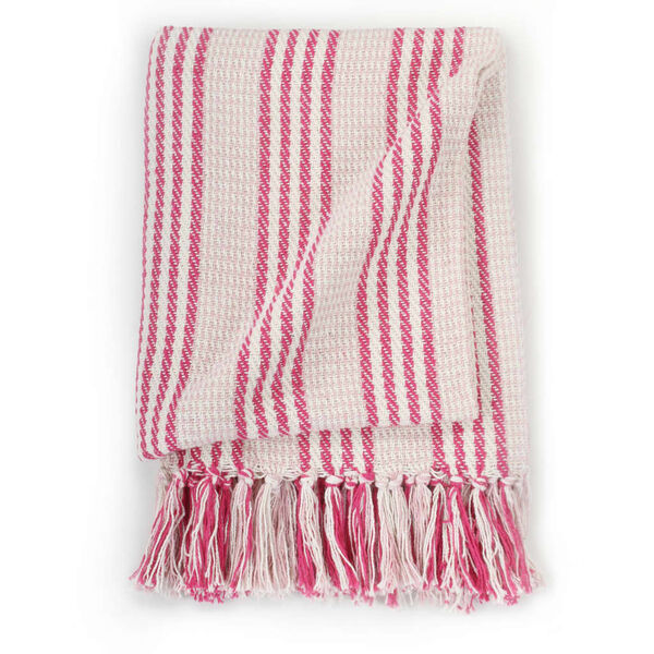 vidaXL &Uuml;berwurf Baumwolle Streifen 160x210 cm Rosa und Wei&szlig;