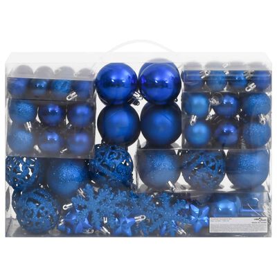 vidaXL 111-tlg. Weihnachtskugel-Set Blau Polystyrol