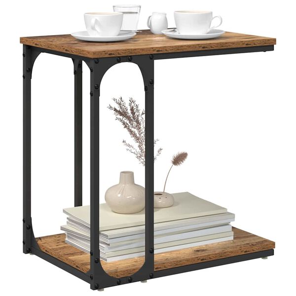 vidaXL Beistelltisch mit Regal Altholz 50 x 35 x 52 cm Holzwerkstoff