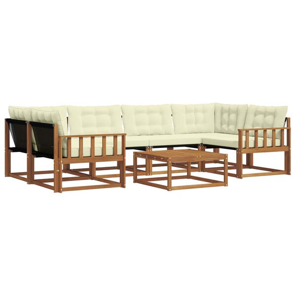 vidaXL Outdoor-Sofagarnitur mit Kissen 7 pcs Natur und Creme