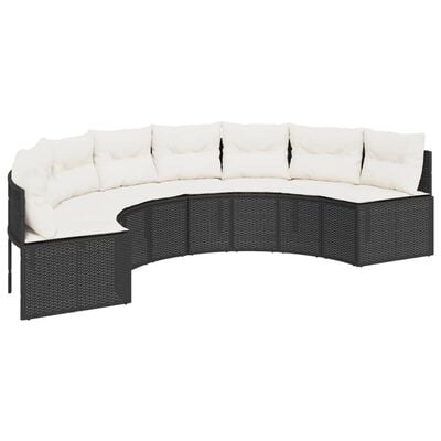 vidaXL 3-tlg. Garten-Sofagarnitur Halbrund Schwarz Poly-Rattan