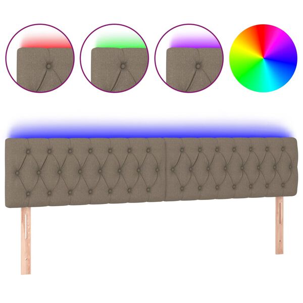 vidaXL LED Kopfteil Taupe 180x7x78/88 cm Stoff