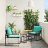 vidaXL M&ouml;belsets mit Kissen 3 pcs Schwarz und T&uuml;rkis Rattan
