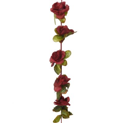 vidaXL Weihnachtskränze Blumen 6 Stk. Weinrot 250 cm