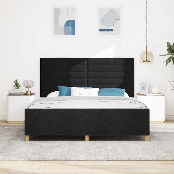 vidaXL Bettgestell mit Kopfteil Schwarz 180 x 200 cm Stoff