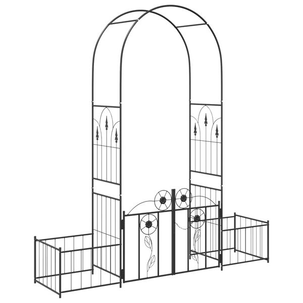vidaXL Gartenbogen mit Schloss Schwarz 203 x 50 x 218 cm