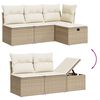 vidaXL 7-tlg. Garten-Sofagarnitur mit Kissen Beige Poly Rattan