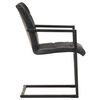 vidaXL Freischwinger 6 Stk. Schwarz Echtleder
