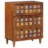 vidaXL Sideboard 3 pcs Walnuss Massivholz Mango