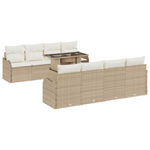vidaXL Gartensofa-set mit Kissen 7 pcs Beige Poly-Rattan