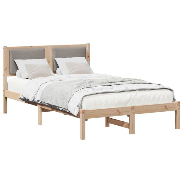 vidaXL Bettrahmen mit Kopfteil Taupe 120 x 190 cm Massives Kiefernholz