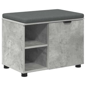 vidaXL Flurbank mit Kissen mit Regal mit T&uuml;r Betongrau 60 x 38 x 46 cm