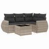 vidaXL 5-tlg. Garten-Sofagarnitur mit Kissen Hellgrau Poly Rattan