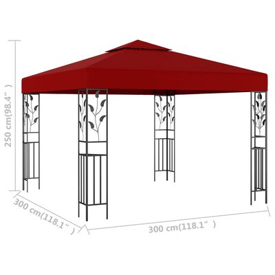vidaXL Pavillon 3x3 m Weinrot