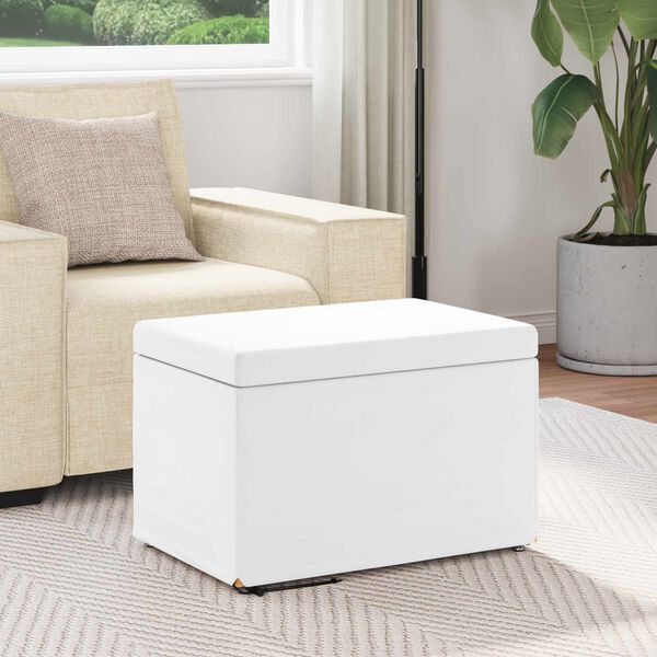vidaXL Hocker Wei&szlig; 61 x 41 x 40 cm Kunstleder und Engineering Holz