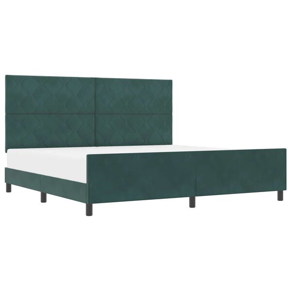 vidaXL Boxspringbett mit Kopfteil Dunkelgr&uuml;n 200 x 200 cm Samt