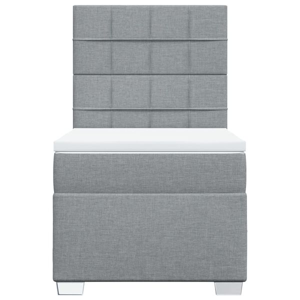 vidaXL Boxspringbett mit Matratze Hellgrau 90x200 cm Stoff