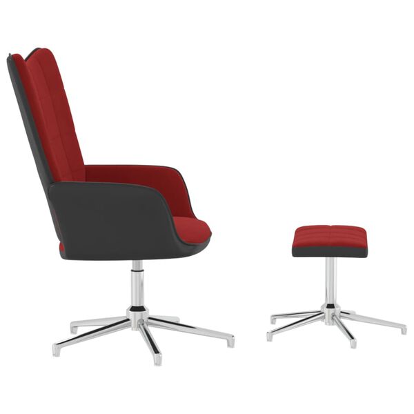 vidaXL Relaxsessel mit Hocker Weinrot Samt und PVC