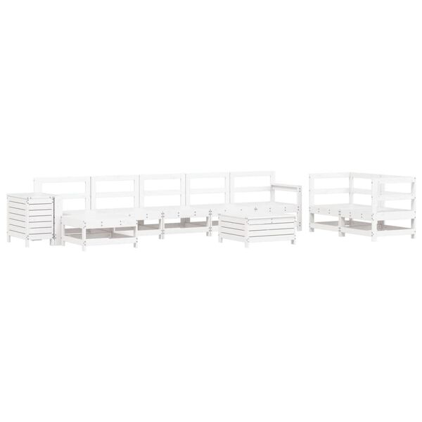 vidaXL 10-tlg. Garten-Sofagarnitur Wei&szlig; Massivholz Kiefer