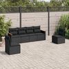 vidaXL 6-tlg. Garten-Sofagarnitur mit Kissen Schwarz Poly Rattan