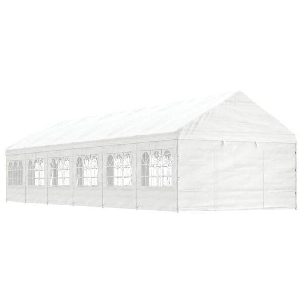 vidaXL Pavillon mit Dach Wei&szlig; 13,38x4,08x3,22 m Polyethylen