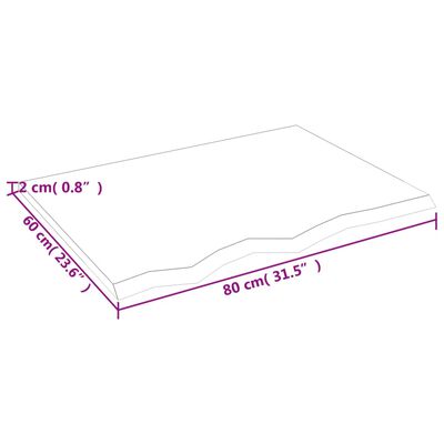 vidaXL Waschtischplatte Hellbraun 80x60x2 cm Massivholz Behandelt