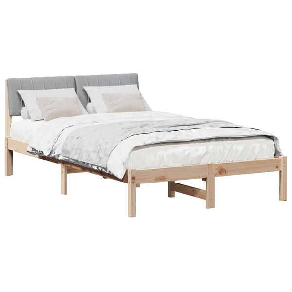 vidaXL Bettgestell Braun und hellgrau 120 x 190 cm Massivholz Kiefer