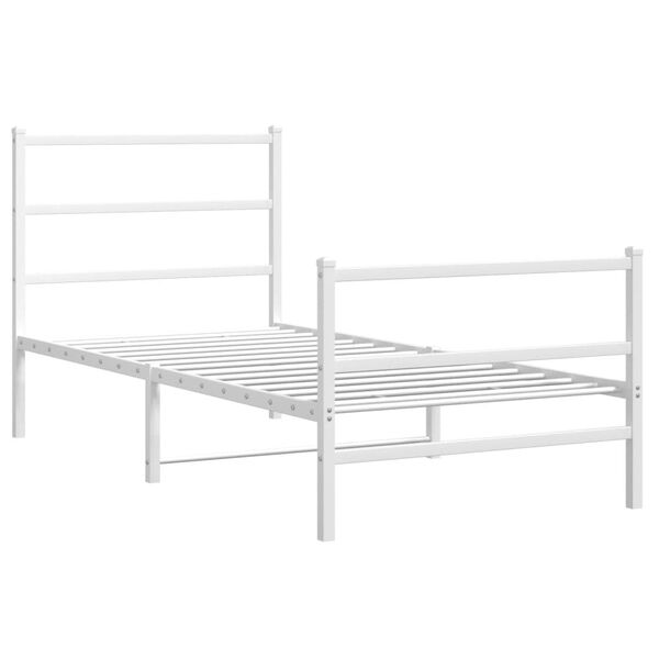 vidaXL Bettgestell mit Kopf- und Fu&szlig;teil Metall&nbsp;Wei&szlig; 90x200 cm