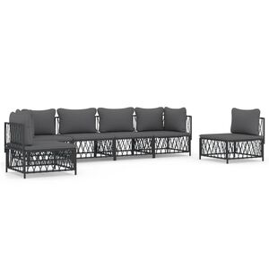 vidaXL 6-tlg. Garten-Lounge-Set mit Kissen Anthrazit Stahl
