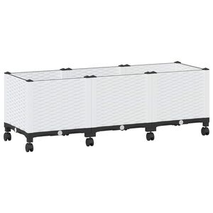 vidaXL Gartenpflanzer mit R&auml;dern Wei&szlig; 120 x 40 x 48 cm PP