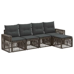 vidaXL Gartensofa-set 5 stk. Grau und Dunkelgrau Poly-Rattan