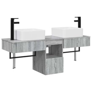 vidaXL Badezimmerm&ouml;bel-Set 3 stk. Grau Sonoma Holzwerkstoff