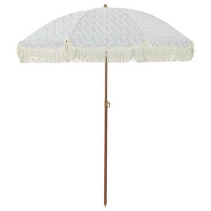 vidaXL Strandparasol Grau und Wei&szlig; 160 x 160 x 196 cm