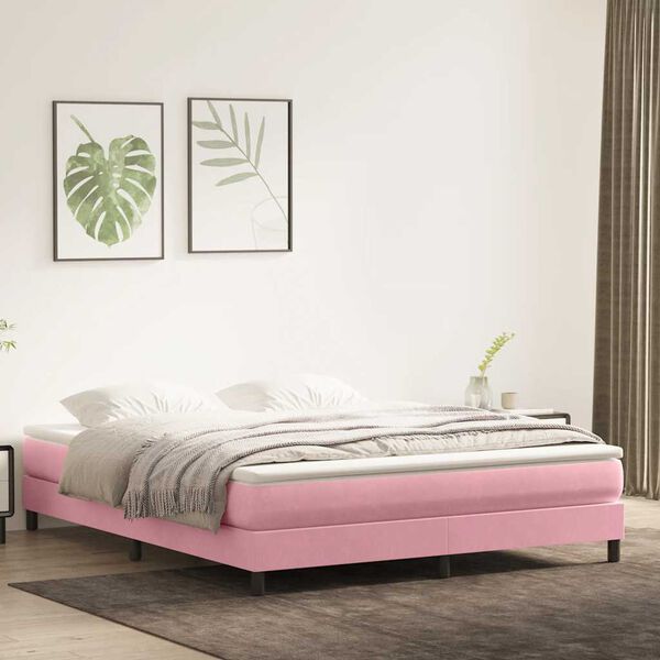 vidaXL Boxspringbett ohne Matratze Rosa 180x210 cm Samt
