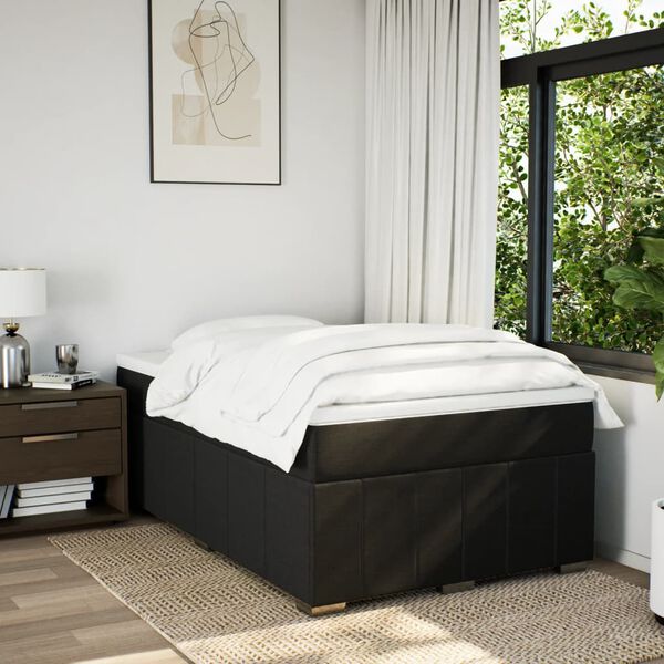 vidaXL Boxspringbett mit Matratze Schwarz 120x200 cm Stoff