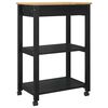 vidaXL K&uuml;chentrolley MONZA Schwarz 60 x 40 x 88,5 cm Massivholz Kiefer