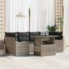vidaXL Gartensofa-set mit Kissen mit Speicher 7 pcs Grau Poly Rattan