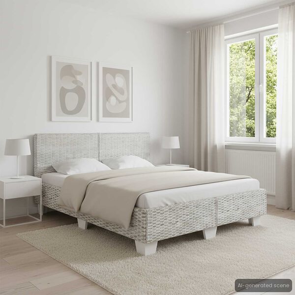 vidaXL Bettgestell Grau Natur Rattan 140 x 200 cm