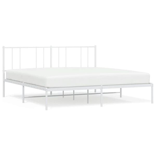 vidaXL Bettgestell mit Kopfteil Metall Wei&szlig; 193x203 cm