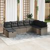 vidaXL Gartensofa-set mit Kissen mit Speicher 8 pcs Grau Poly-Rattan