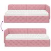 vidaXL Eckbettgestell mit Matratze mit Kopfteil Rosa 100 x 200 cm Samt