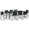 vidaXL Garten Essgruppe 9 pcs Schwarz Pulverbeschichteter Stahl