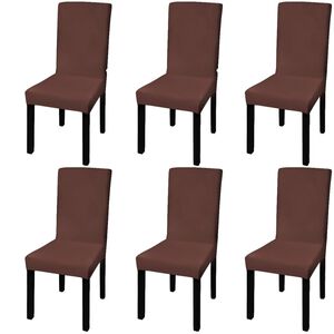 vidaXL Stretch-Stuhlhussen Gerade 6 Stk. Braun