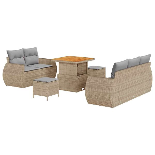 vidaXL Gartensofa-set mit Kissen 8 pcs Beige und Hellgrau Poly-Rattan