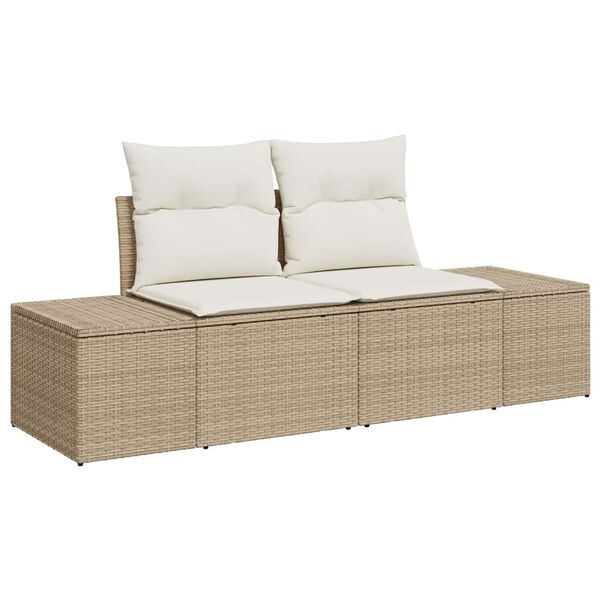 vidaXL Garten-Sofa-Set mit Kissen 6 pcs Beige Poly Rattan
