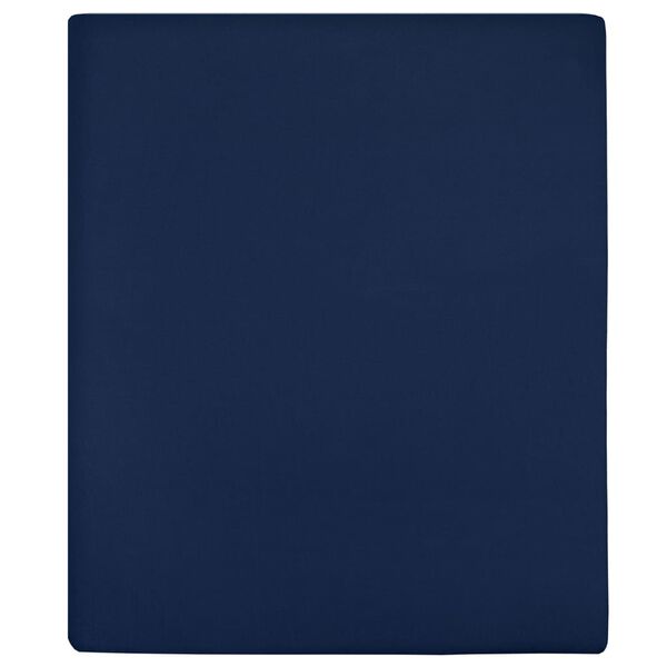 vidaXL Spannbettlaken 2 Stk. Jersey Marineblau 160x200 cm Baumwolle