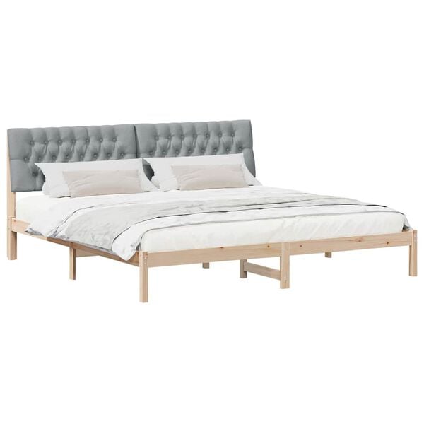 vidaXL Bettgestell mit gepolstertem Kopfteil Braun 200 x 200 cm