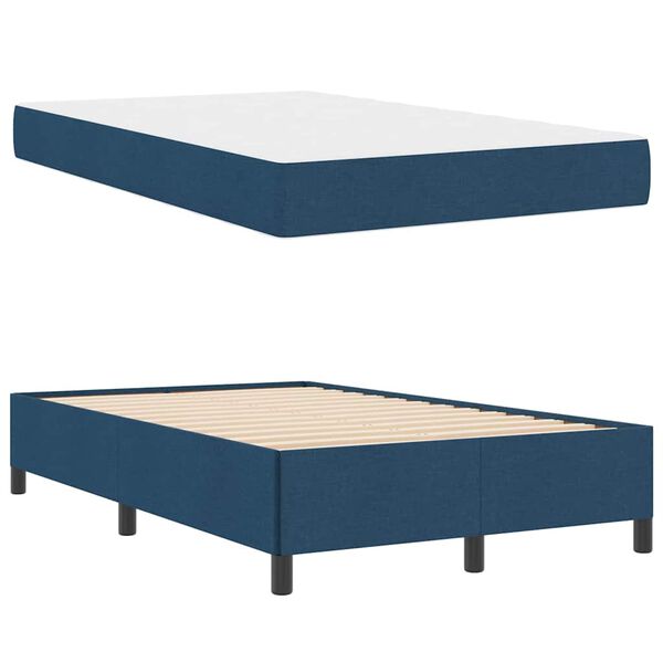 vidaXL Boxspringbett Blau 120 x 190 cm Stoff